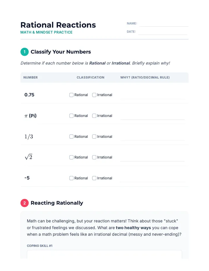 Rational Reactions Worksheet