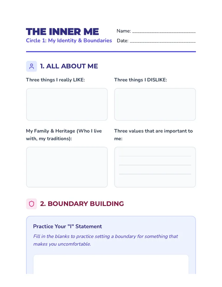 Inner Me Identity Worksheet