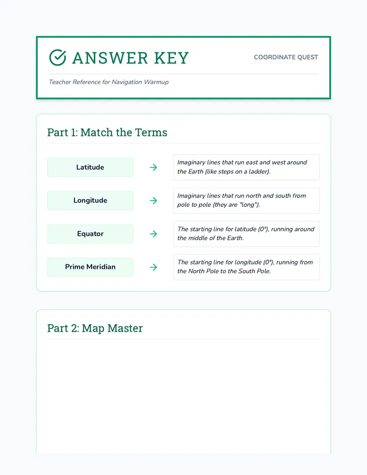 Coordinate Quest Answer Key