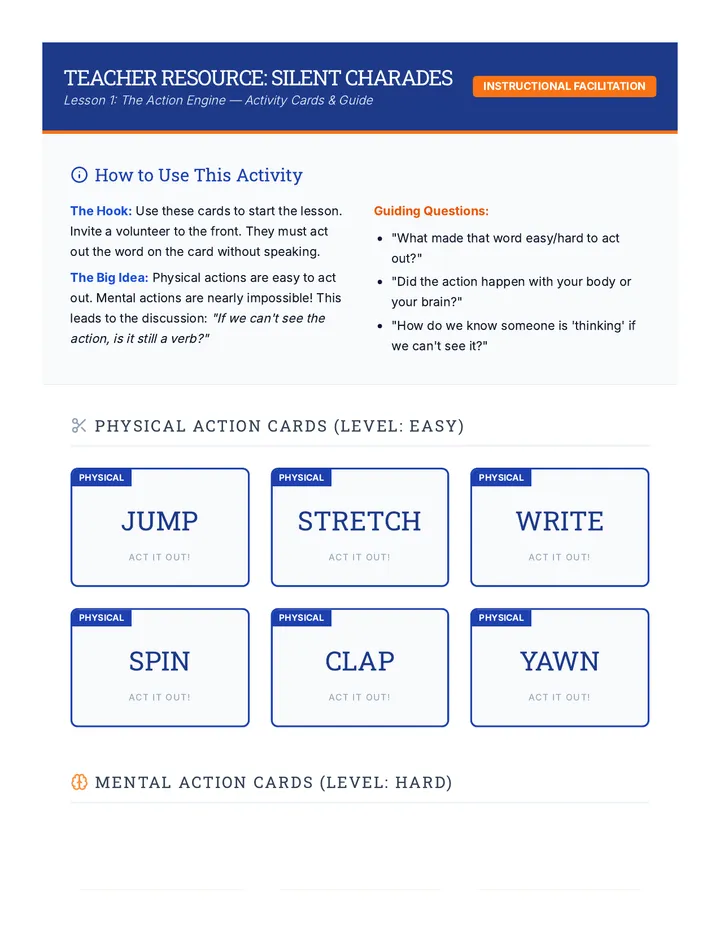 Silent Charades Teacher Resource