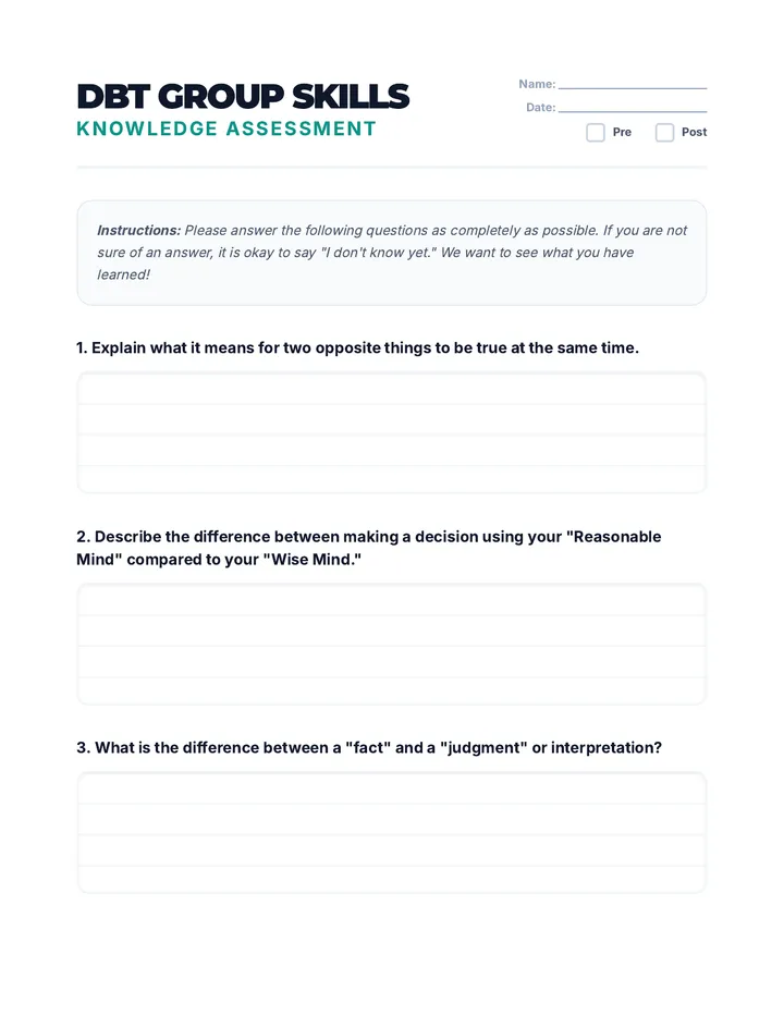 DBT Skills Student Assessment