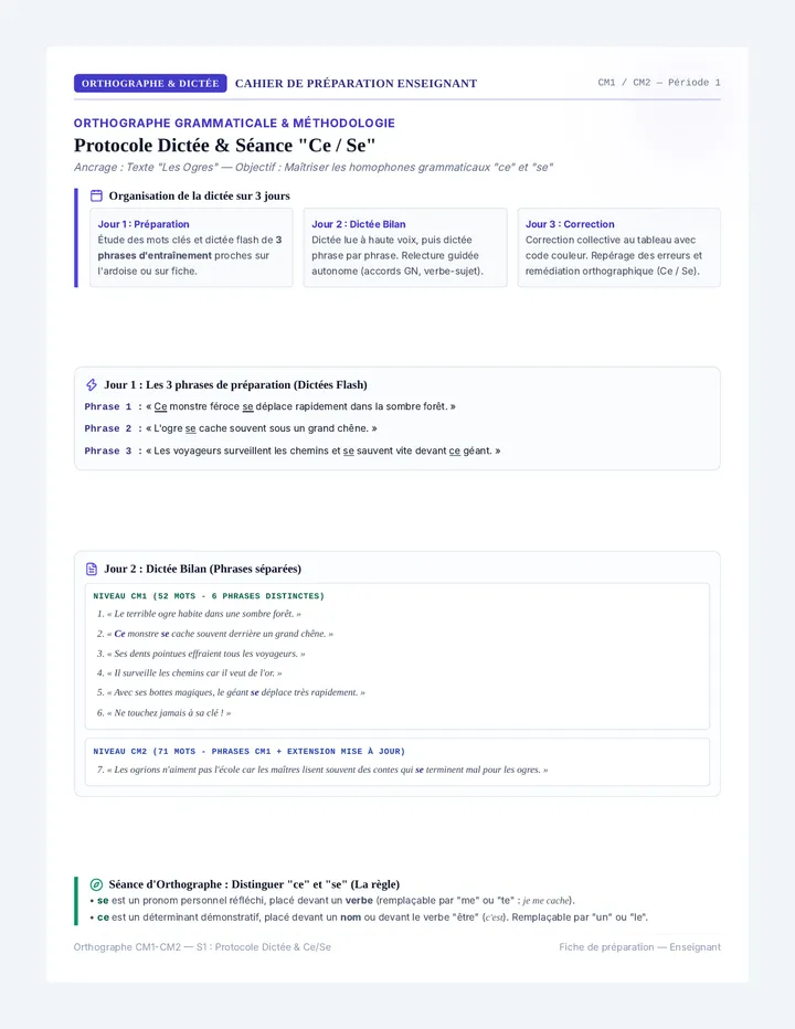 Dictée et Orthographe Guide Pédagogique Enseignant