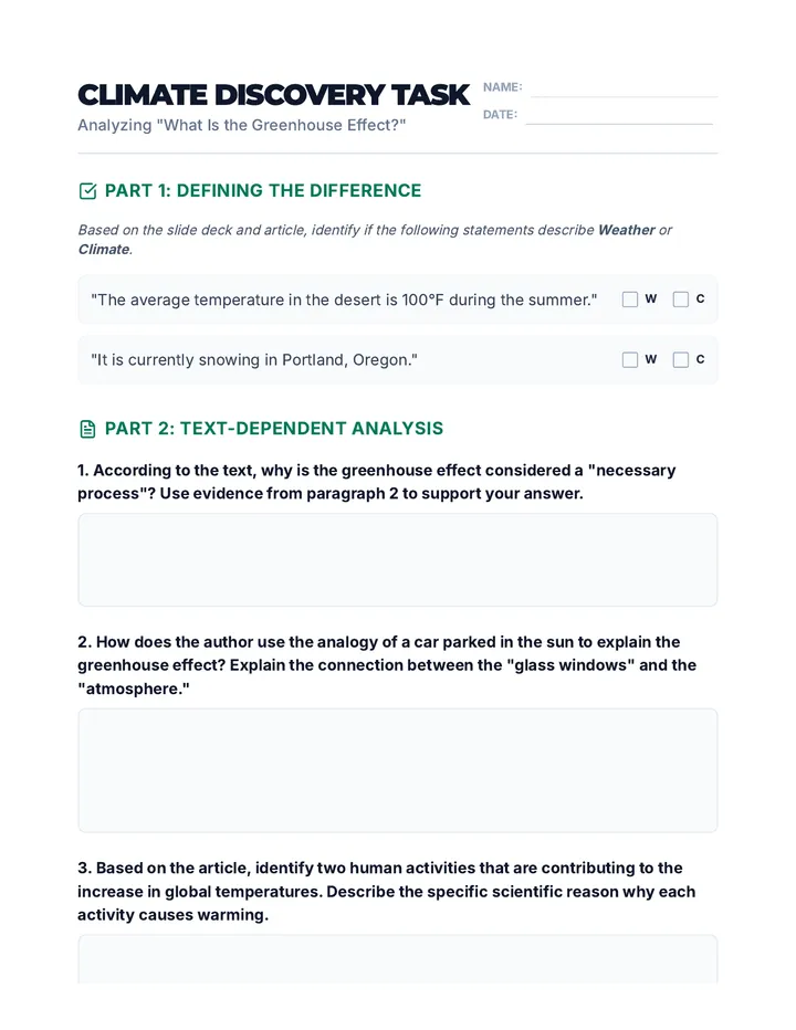 Climate Analysis Worksheet