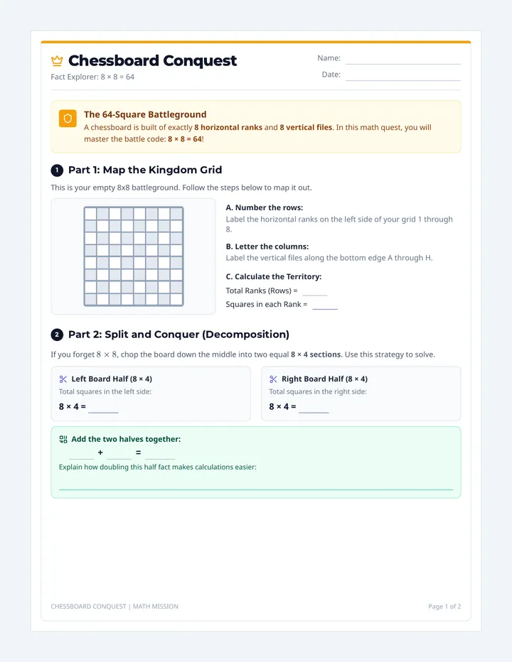Chessboard Conquest Worksheet