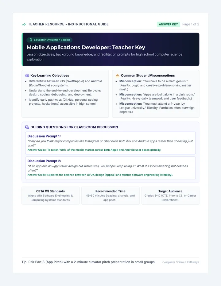 Mobile Developer Answer Key
