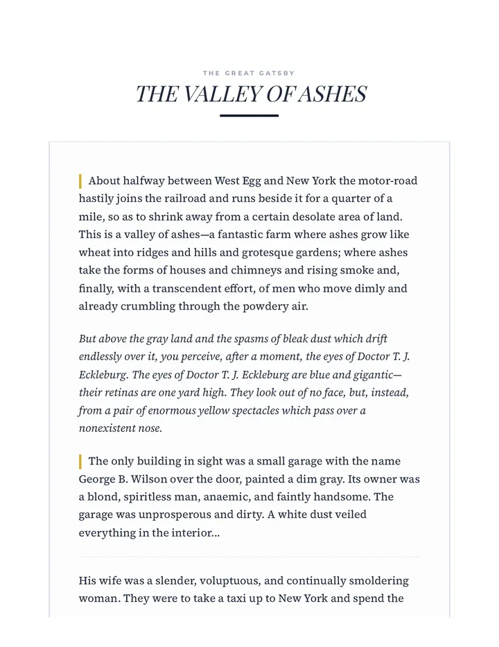 Chapter 2 Excerpt The Valley of Ashes