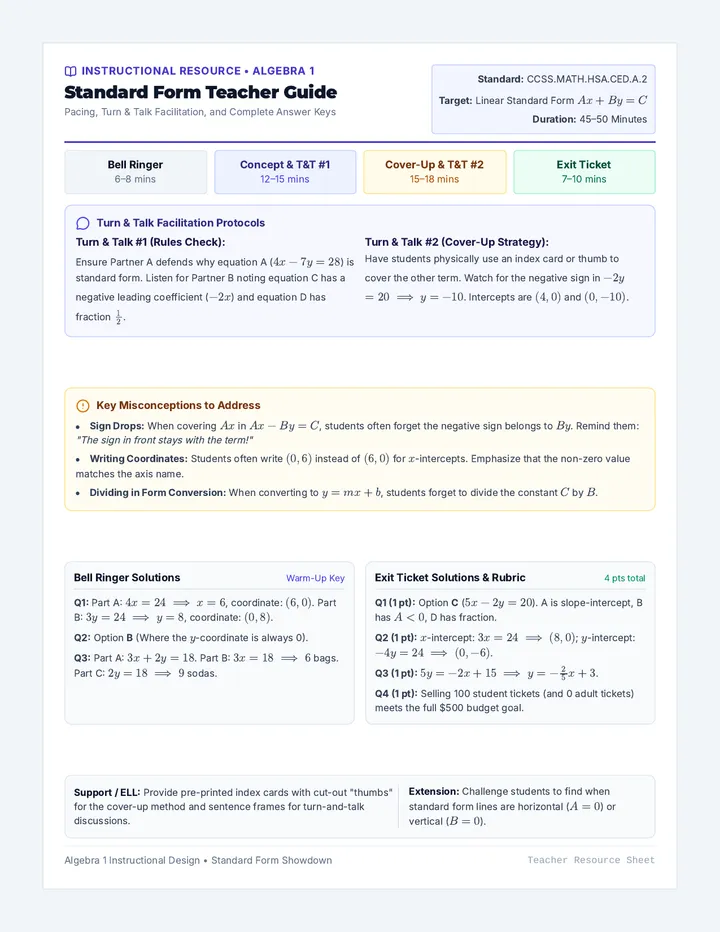 Standard Form Teacher Guide