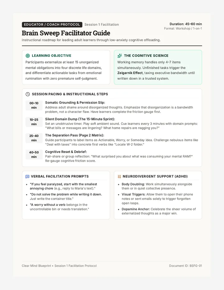 Brain Sweep Facilitator Guide