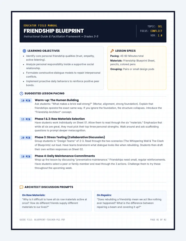 Friendship Blueprint Teacher Guide