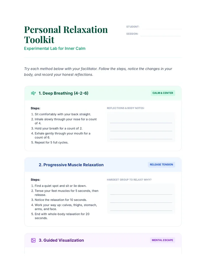 Personal Relaxation Toolkit Activity