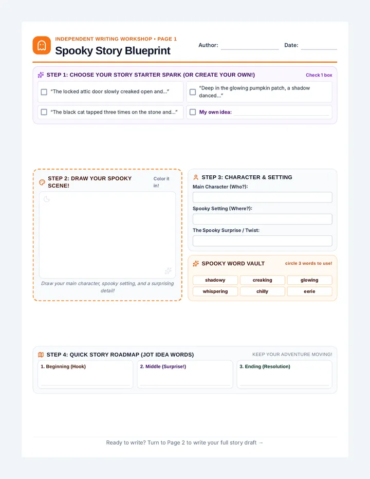 Spooky Story Studio Worksheet