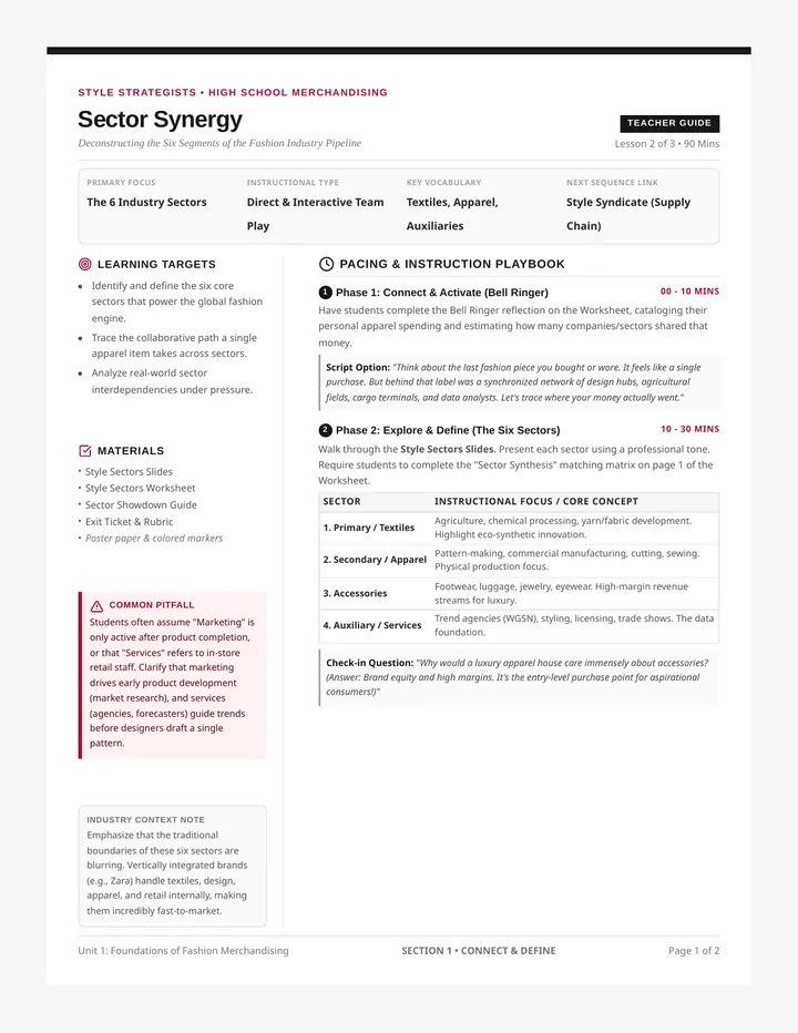 Sector Synergy Teacher Guide