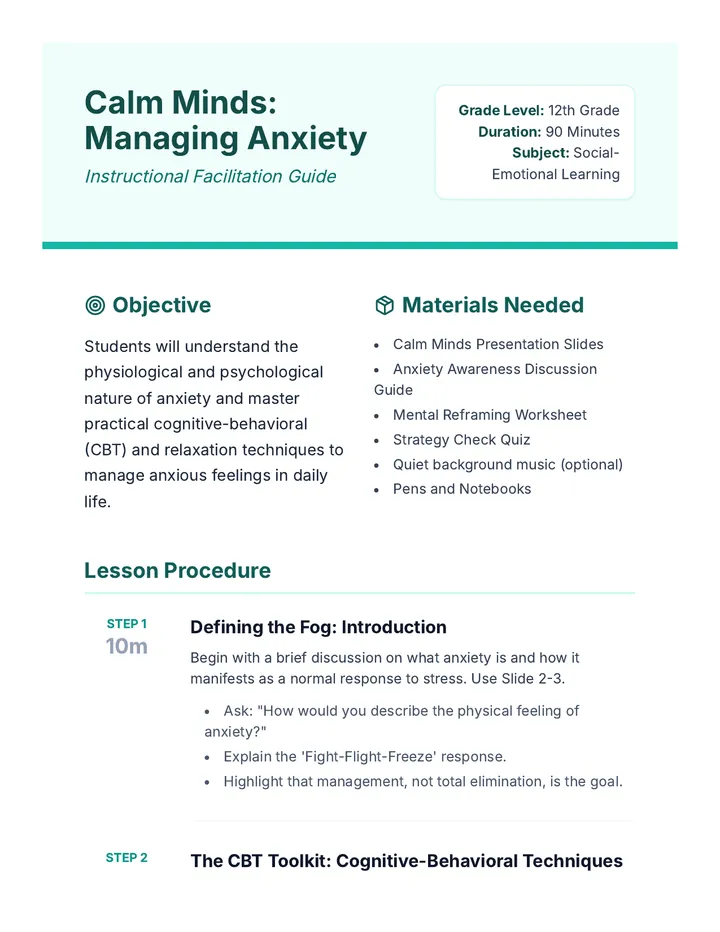 Calm Minds Teacher Guide