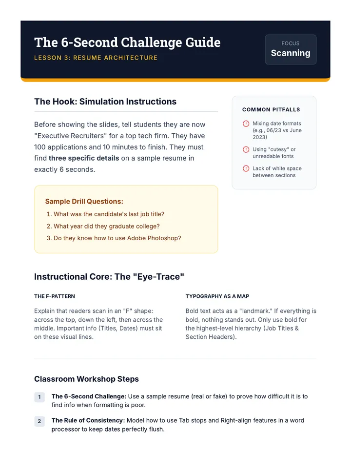 Resume Scanning Teacher Guide