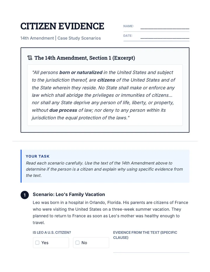 Citizen Evidence Worksheet
