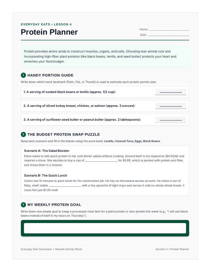 Power Proteins Worksheet