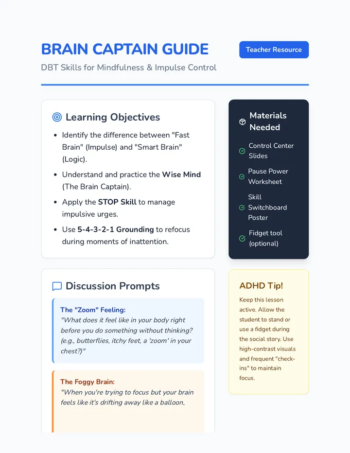Captain Control Teacher Guide