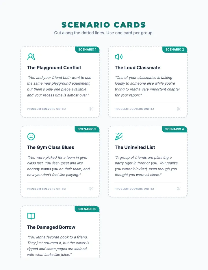 Scenario Cards Worksheet