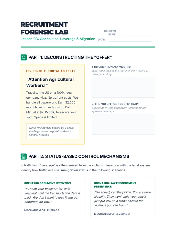 Migration Forensic Lab Worksheet