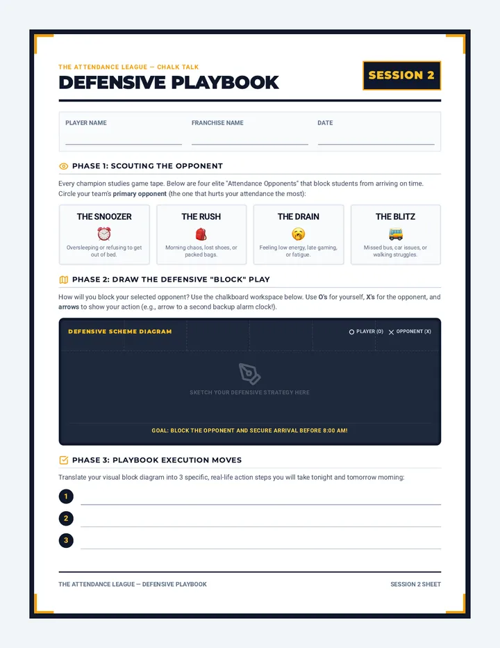 Defensive Playbook Sheet
