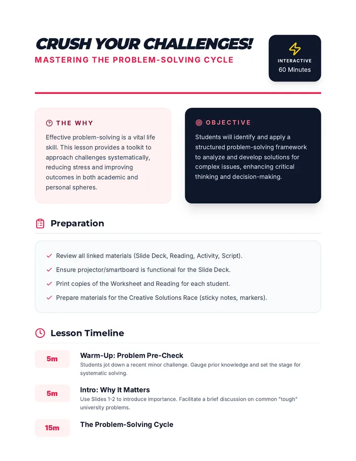 Crush Your Challenges Lesson Plan
