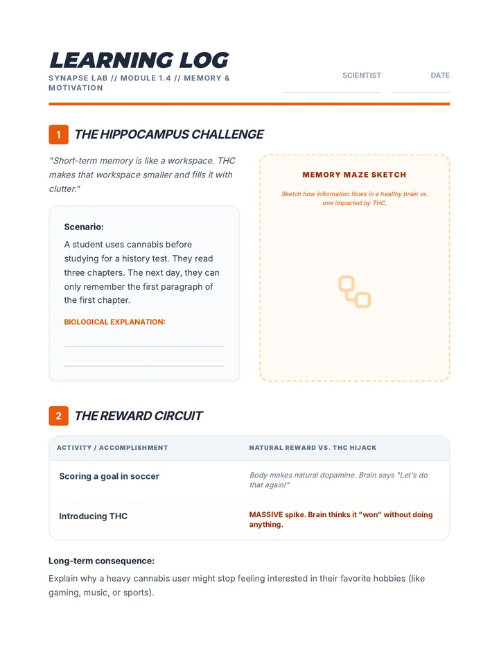 Learning Log Worksheet