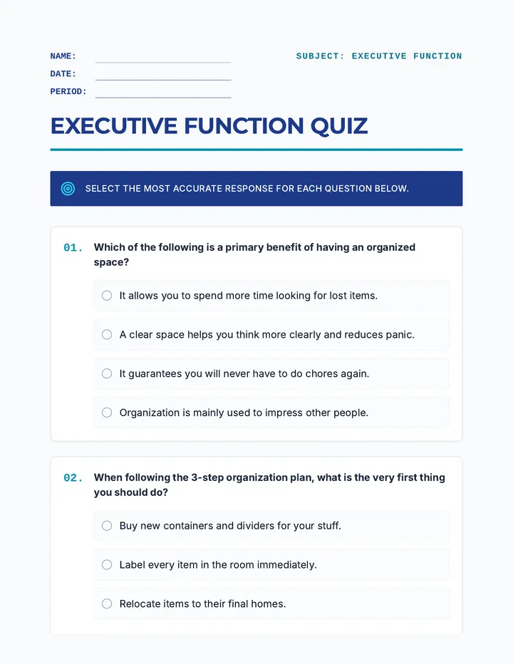Executive Function Quiz