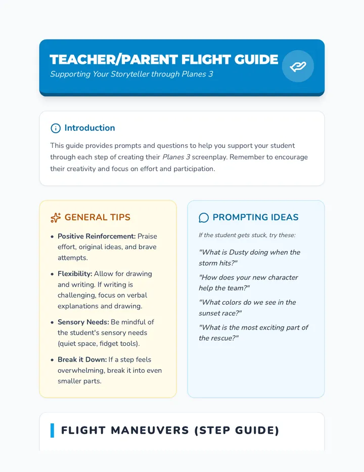 Teacher Parent Flight Guide Worksheet