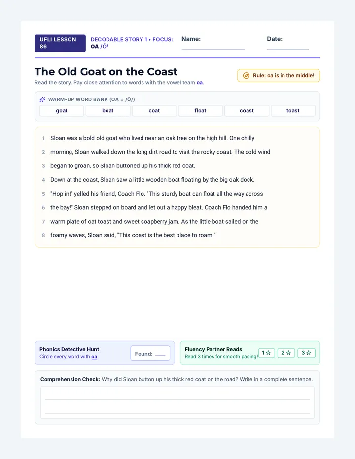 Long O Decodable Stories