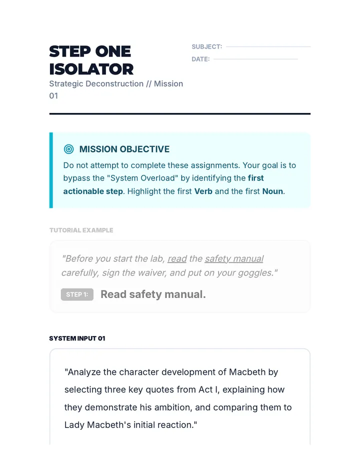 Step One Isolator Worksheet