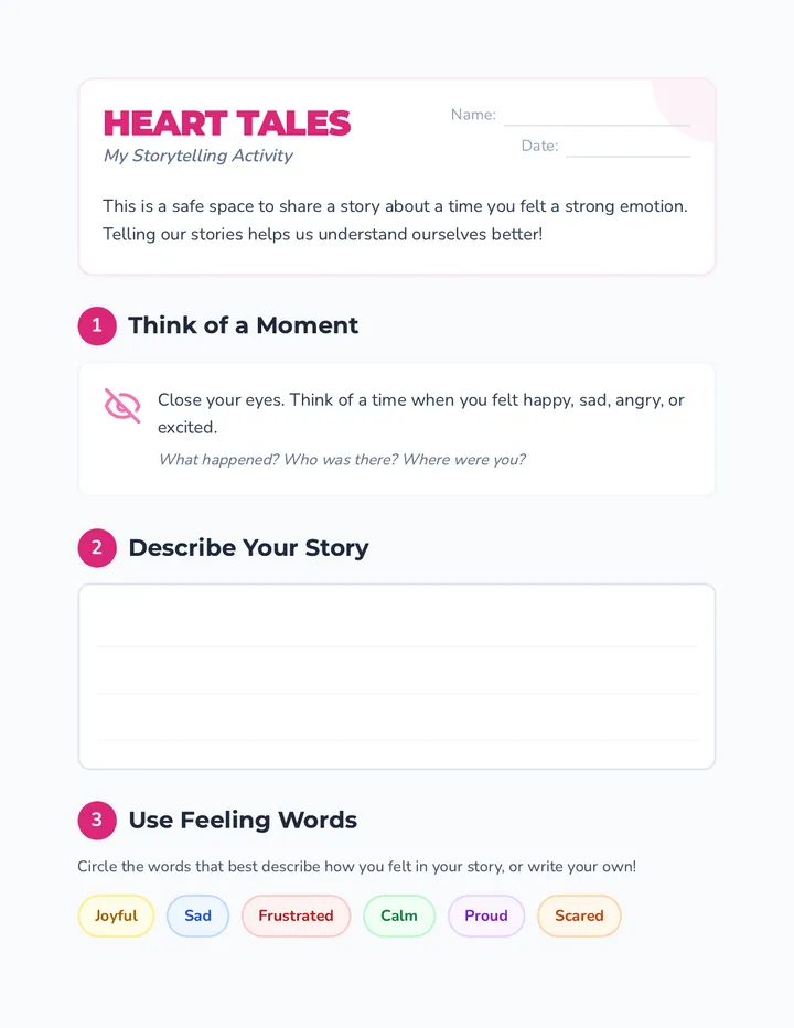 Heart Tales Worksheet