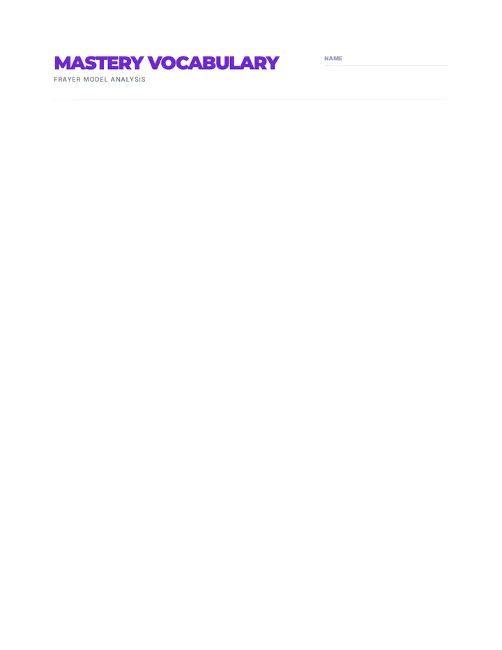 Media Mastery Frayer Vocab Worksheet