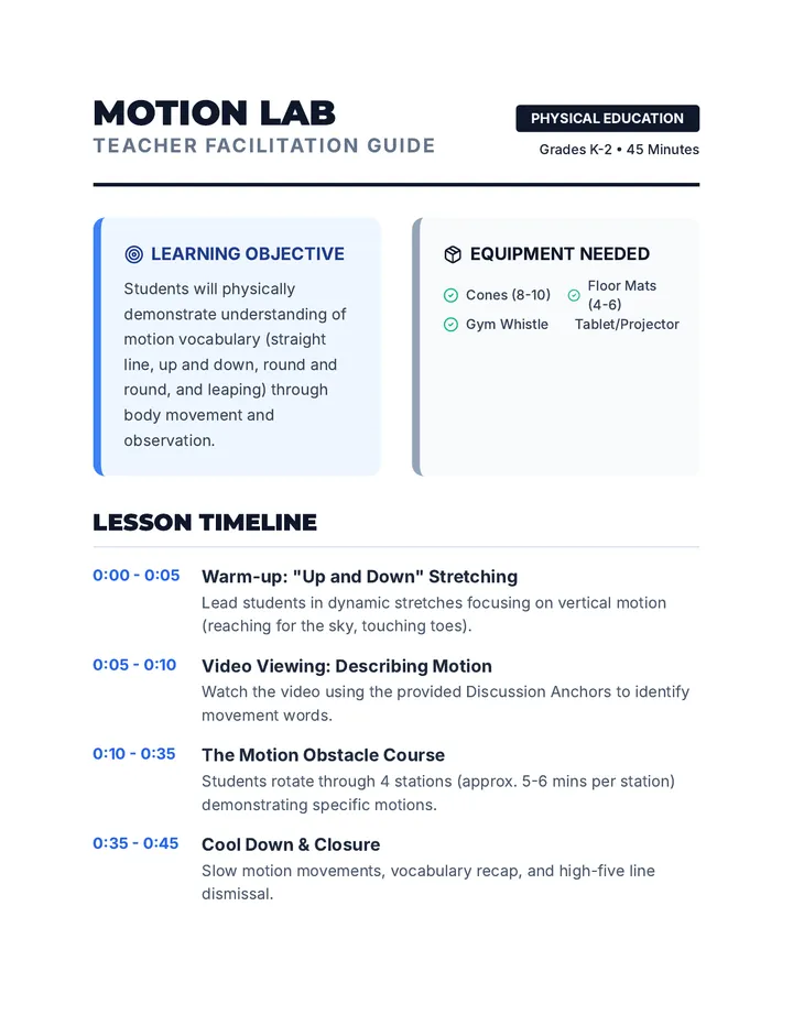 Motion Lab Teacher Guide