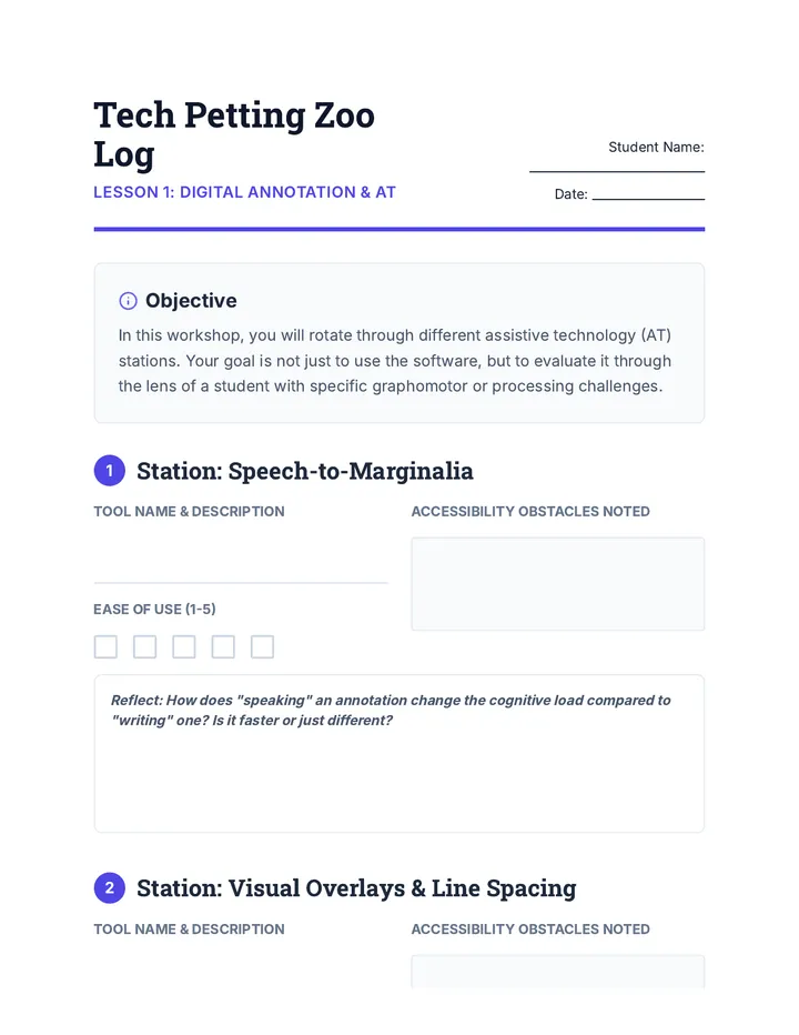 Tech Petting Zoo Log