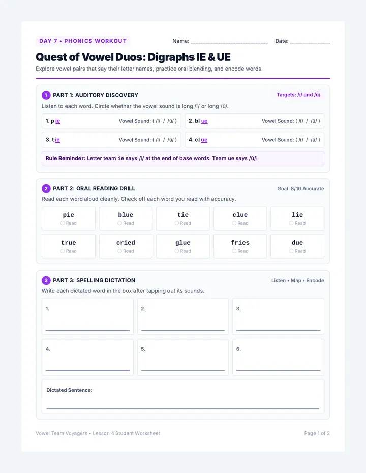 Duos Student Worksheet