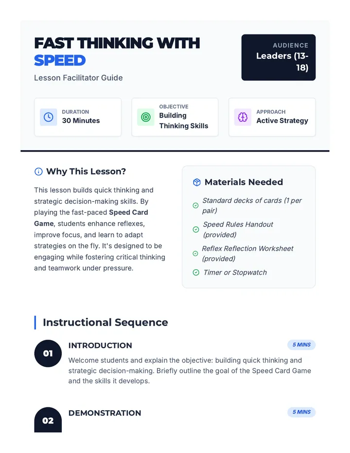 Fast Thinking with Speed Card Game • Lesson • Lenny.com