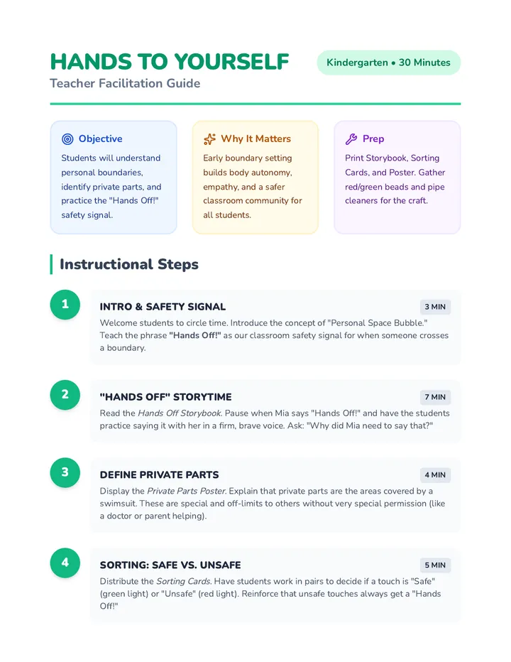 Hands To Yourself Lesson Plan