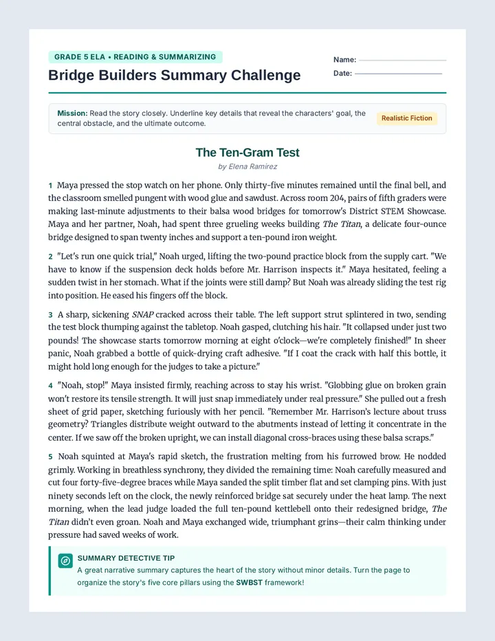 Bridge Builders Summary Worksheet