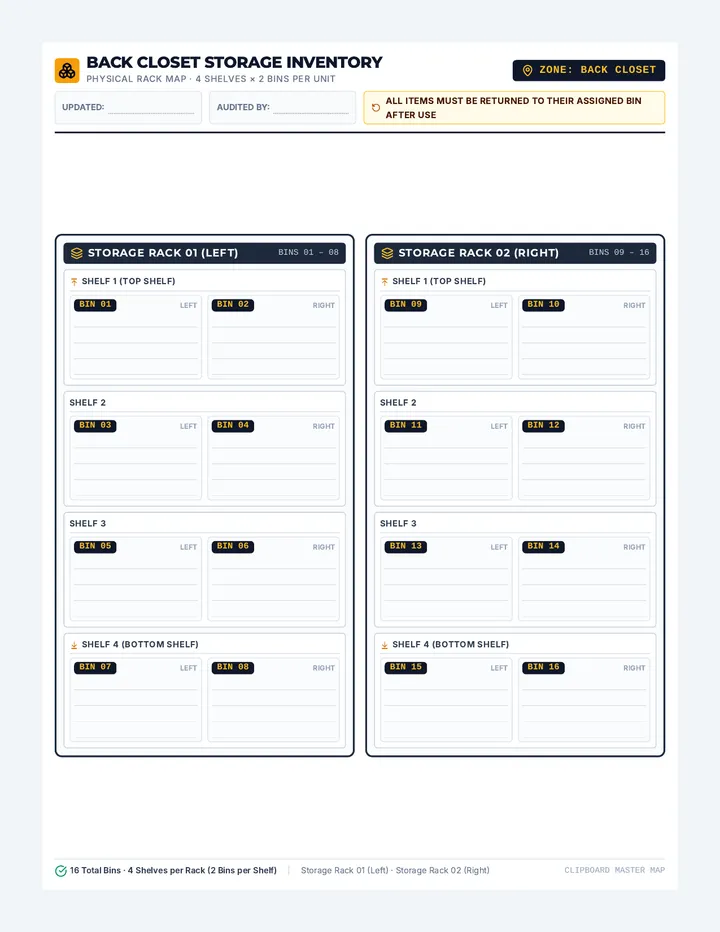 Back Closet Storage Tracker