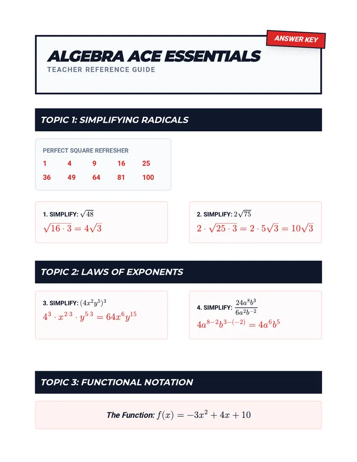 Algebra Ace Key