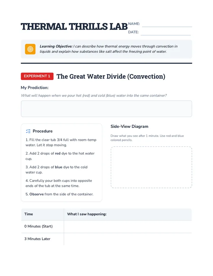 Thermal Thrills Worksheet