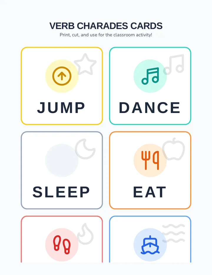 Action Stars Charades Cards