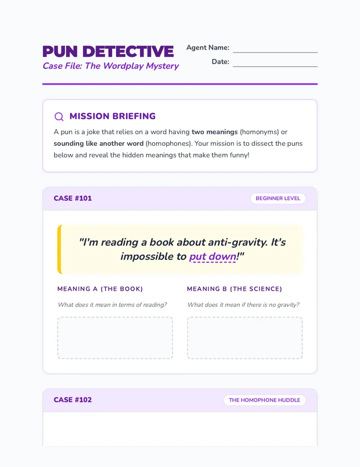 Pun Detective Worksheet