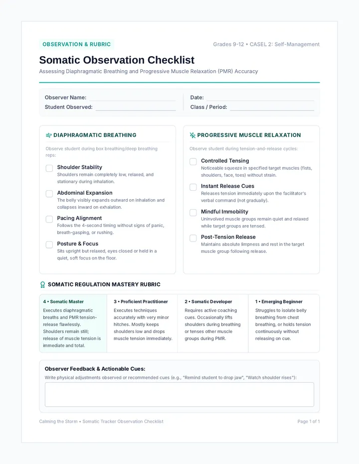 Somatic Tracker Observation Checklist