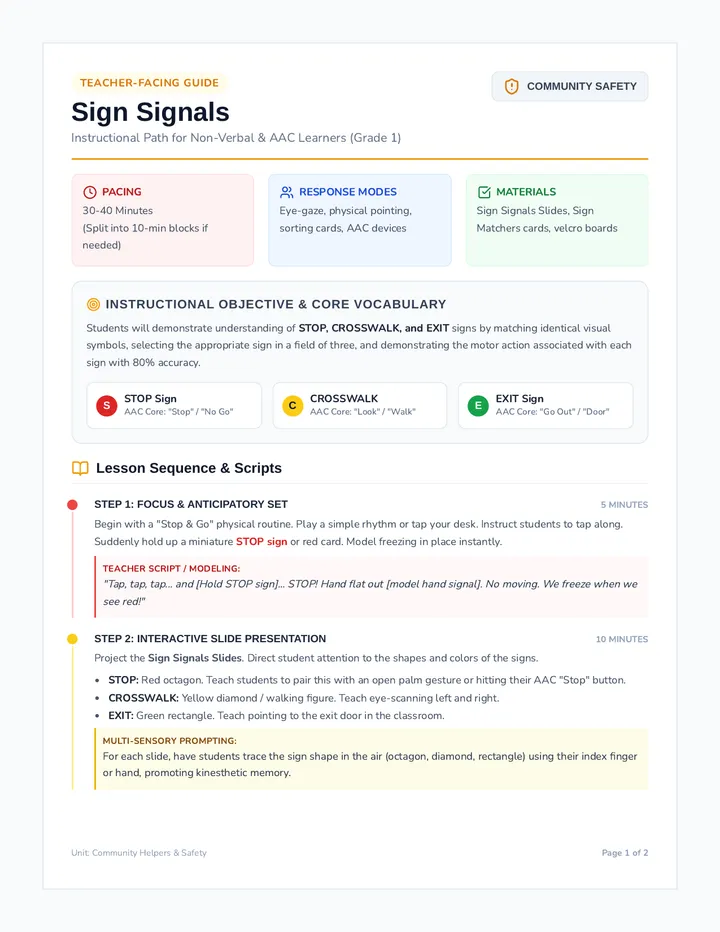 Sign Signals Teacher Guide