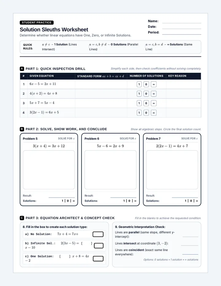 Solution Sleuths Worksheet