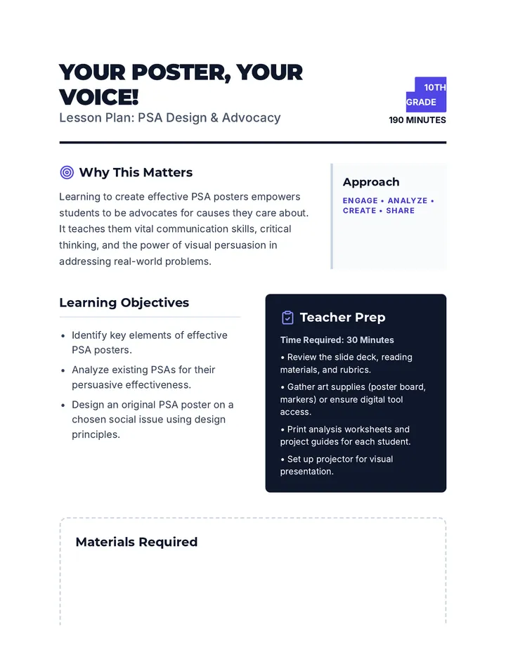 Your Poster Your Voice Lesson Plan