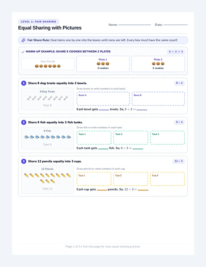 Fair Share Practice Worksheet