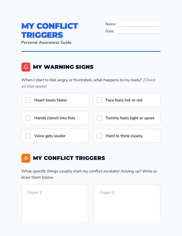 Conflict Triggers Worksheet