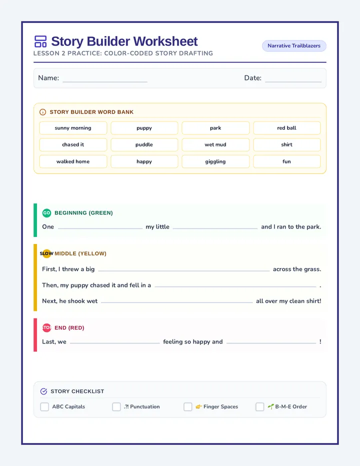 Paragraph Builder Worksheet